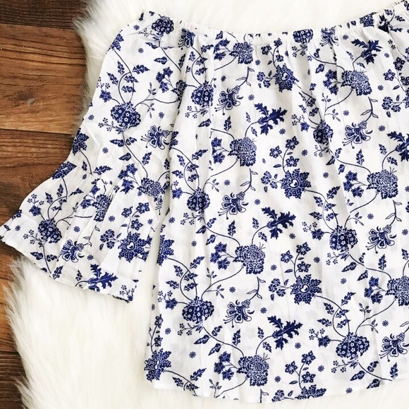 Tops - Floral Off The Shoulder Bell Sleeve Blouse S/M/L